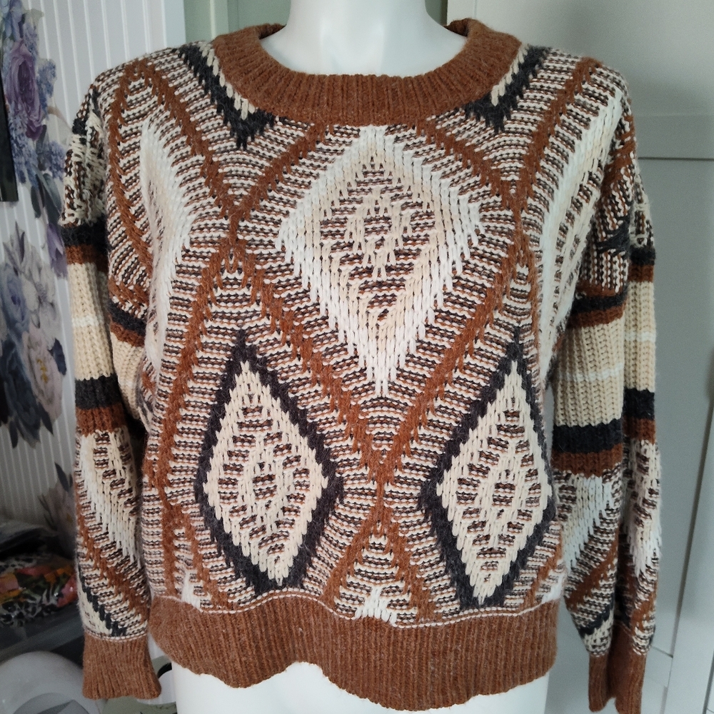 POL Chunky 3D Knit Eyelash Sweater Women’s Sz XLg Beautiful Colors - Boho -EUC